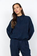 Charissa7 High Collar Jacket - Navy