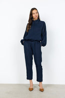 Charissa7 High Collar Jacket - Navy