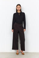 Hebe3 Herringbone Wide Trouser - Chocolate Plum Combi