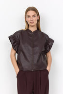 Gunilla 10 Ruffle Sleeves Waistcoat - Chocolate Plum