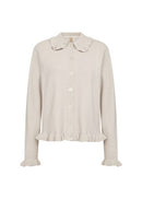 Helda 3 Ruffle Collar Cardigan - Light Sand Melange