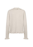 Helda 3 Ruffle Collar Cardigan - Light Sand Melange