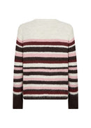 Ilene 5 Stripe Round Neck Jumper - Madder Brown Melange Combi