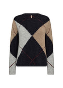 Hacer2 Argyle Pattern Jumper - Navy Melange Combi