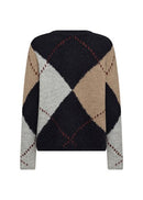 Hacer2 Argyle Pattern Jumper - Navy Melange Combi