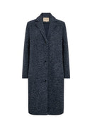 Hira 3 Button Long Coat - Navy Melange