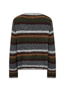 Hadil 2 Stripe Round Neck Jumper - Forest Night Melange Combi