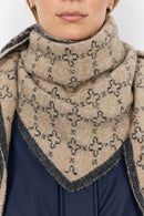 Golly1 Geometric Print Scarf - Camel Melange Combi