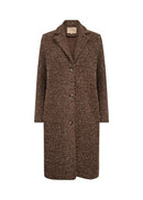 Hira 3 Button Long Coat - Chocolate Plum Melange