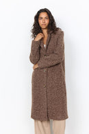 Hira 3 Button Long Coat - Chocolate Plum Melange