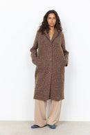 Hira 3 Button Long Coat - Chocolate Plum Melange