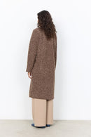 Hira 3 Button Long Coat - Chocolate Plum Melange