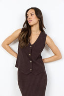 Kanita 27 V Neck Waistcoat - Chocolate Plum Melange