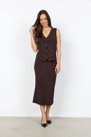 Kanita 27 V Neck Waistcoat - Chocolate Plum Melange