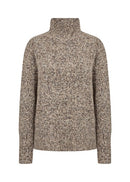 Halina 2 High Neck Textured Jumper - Chocolate Plum Melange