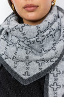 Golly1 Geometric Print Scarf - Light Grey Melange Combi
