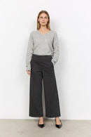 Hebe3 Herringbone Wide Trouser - Black Combi