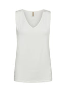 Marica V Neck Sleeveless Top - Off White