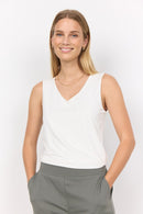 Marica V Neck Sleeveless Top - Off White