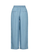 Liv Drawstring Crop Trouser - Light Blue Denim