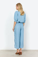 Liv Drawstring Crop Trouser - Light Blue Denim