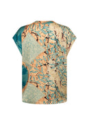 Emly Splitneck Print Blouse - Papaya Combi