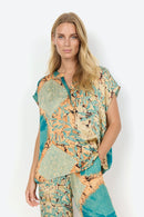 Emly Splitneck Print Blouse - Papaya Combi