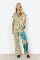 Emly Splitneck Print Blouse - Papaya Combi