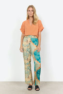 Emly 2 Print Loose Trouser - Papaya Combi