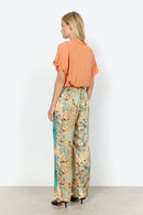 Emly 2 Print Loose Trouser - Papaya Combi