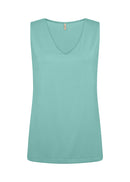 Marica V Neck Sleeveless Top - Aqua