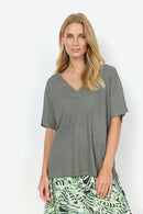 Delia 1 Loose V Neck T-Shirt - Misty