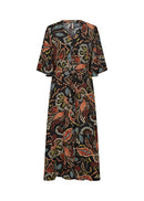 Emine Splitneck Print Dress - Black Combi