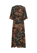 Emine Splitneck Print Dress - Black Combi