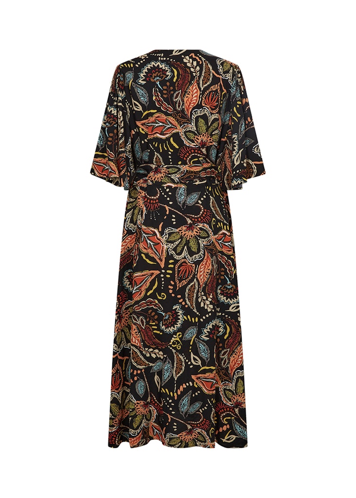 Emine Splitneck Print Dress - Black Combi