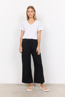 Ina Linen Mix Crop Trouser - Black