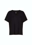 Delia 1 Loose V Neck T-Shirt - Black
