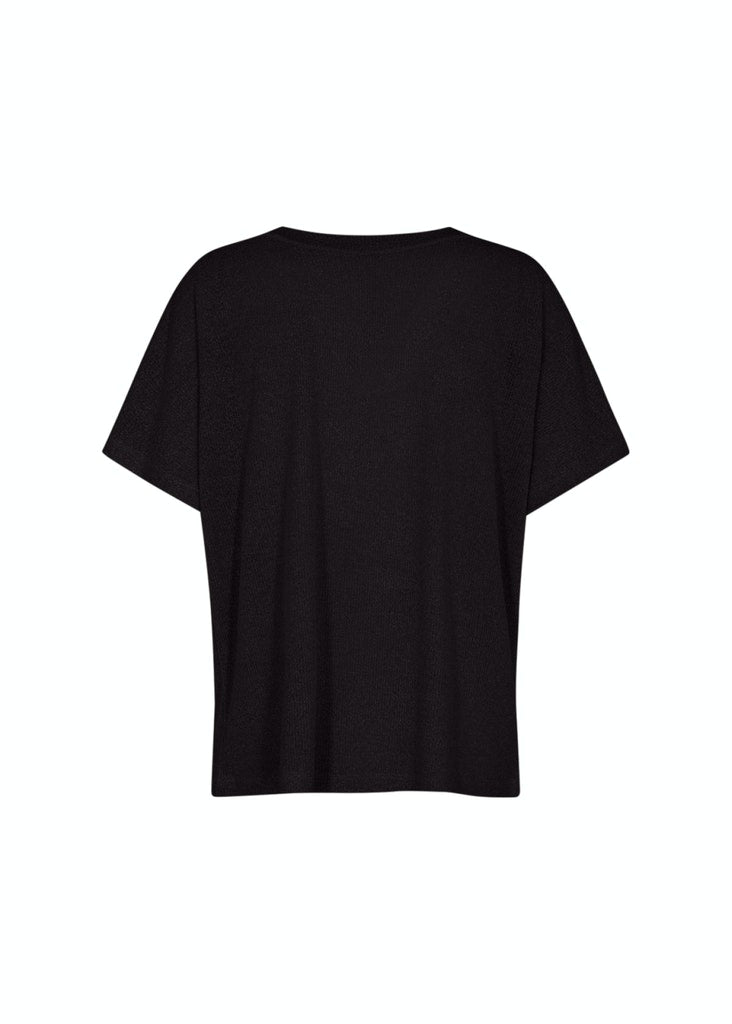 Delia 1 Loose V Neck T-Shirt - Black