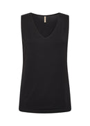 Marica V Neck Sleeveless Top - Black