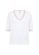 Dollie 786 V Neck Jumper - White Combi