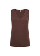 Marica V Neck Sleeveless Top - Hot Fudge