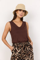 Marica V Neck Sleeveless Top - Hot Fudge