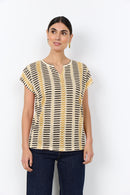 Aretha45 Geometric Print Tee - Honey Combi