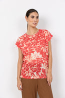 Aretha 46 Leaf Print T-Shirt - Bittersweet Combi