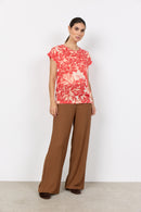 Aretha 46 Leaf Print T-Shirt - Bittersweet Combi