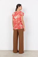 Aretha 46 Leaf Print T-Shirt - Bittersweet Combi