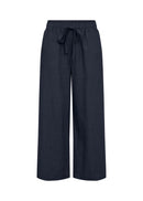 Ina Linen Mix Crop Trouser - Navy