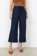 Ina Linen Mix Crop Trouser - Navy