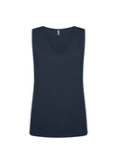 Marica V Neck Sleeveless Top - Navy