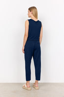 Marica V Neck Sleeveless Top - Navy